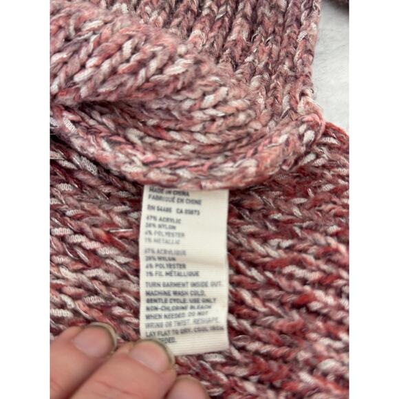 American Eagle Wide Cowl Neck Sweater Small Petite Marled Rose Mauve Knit - Picture 6 of 6